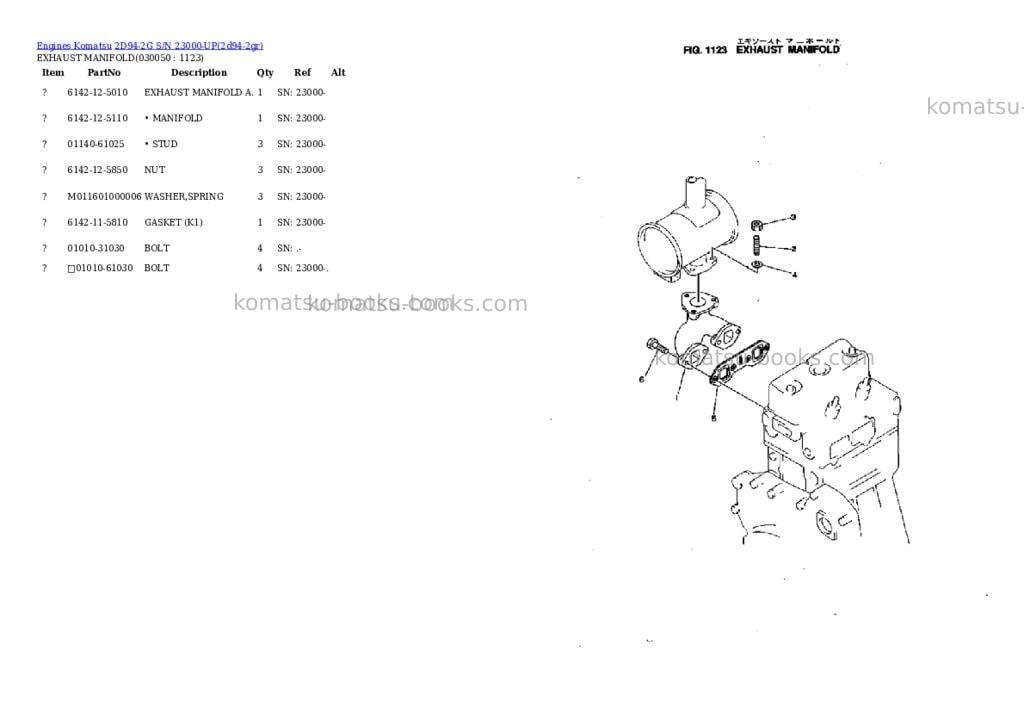 Komatsu 2d94-2g s/n 23000-up Parts catalog cover Page 4