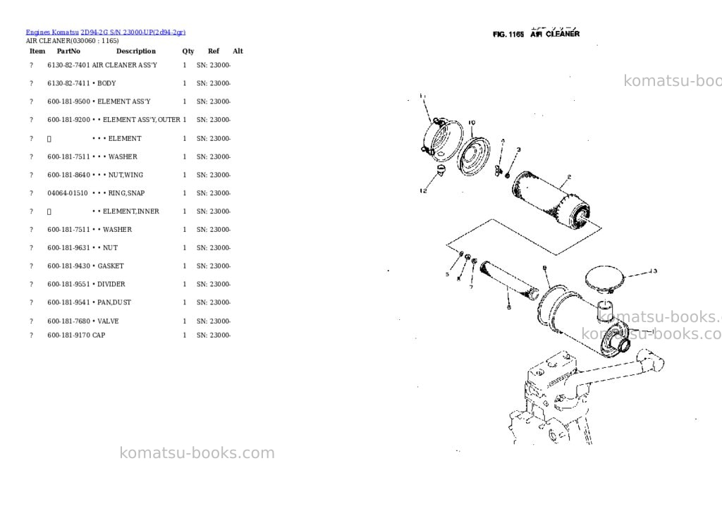 Komatsu 2d94-2g s/n 23000-up Parts catalog cover Page 5