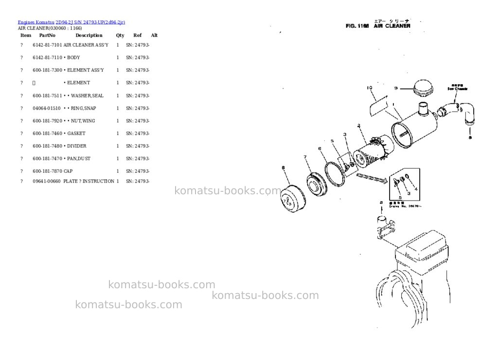 Komatsu 2d94-2j s/n 24793-up Parts catalog cover Page 5
