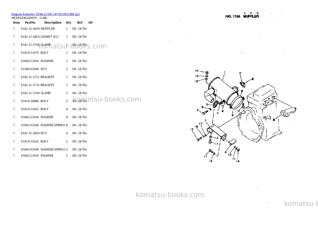 Komatsu 2d94-2j s/n 24793-up Parts catalog cover Page 6