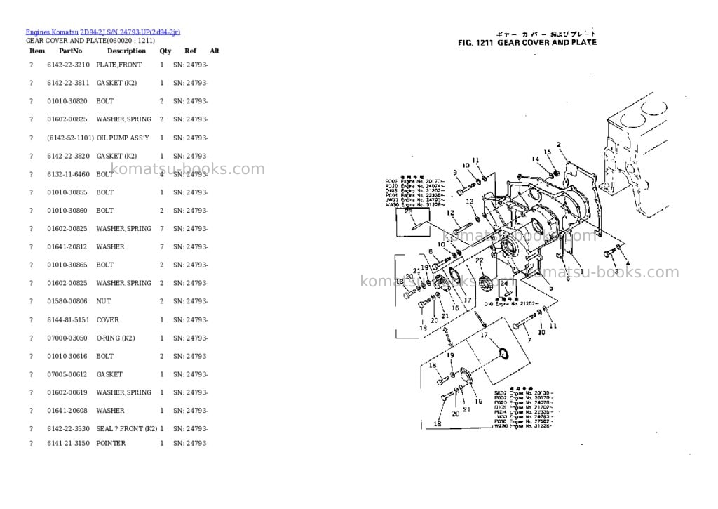 Komatsu 2d94-2j s/n 24793-up Parts catalog cover Page 8