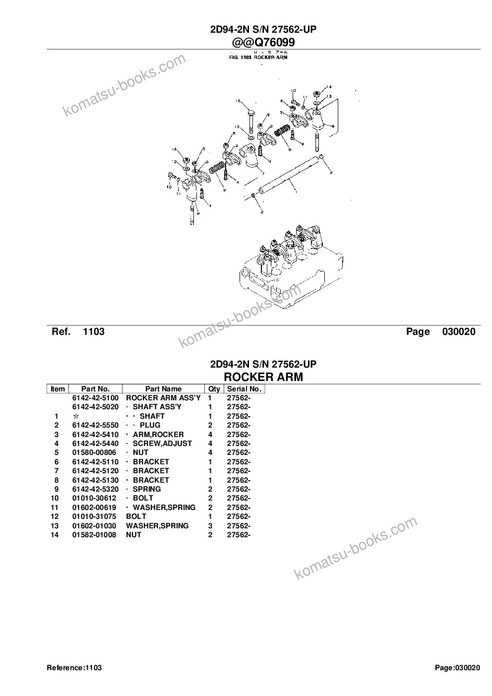 Komatsu 2D94-2N S/N 27562-UP Parts catalog cover Page 5 Komatsu 2D94-2N S/N 27562-UP Parts catalog cover Page 5