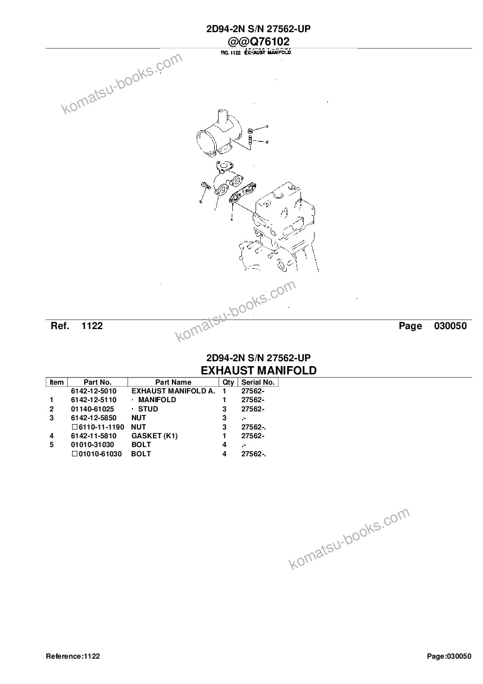 Komatsu 2D94-2N S/N 27562-UP Parts catalog cover Page 8 Komatsu 2D94-2N S/N 27562-UP Parts catalog cover Page 8