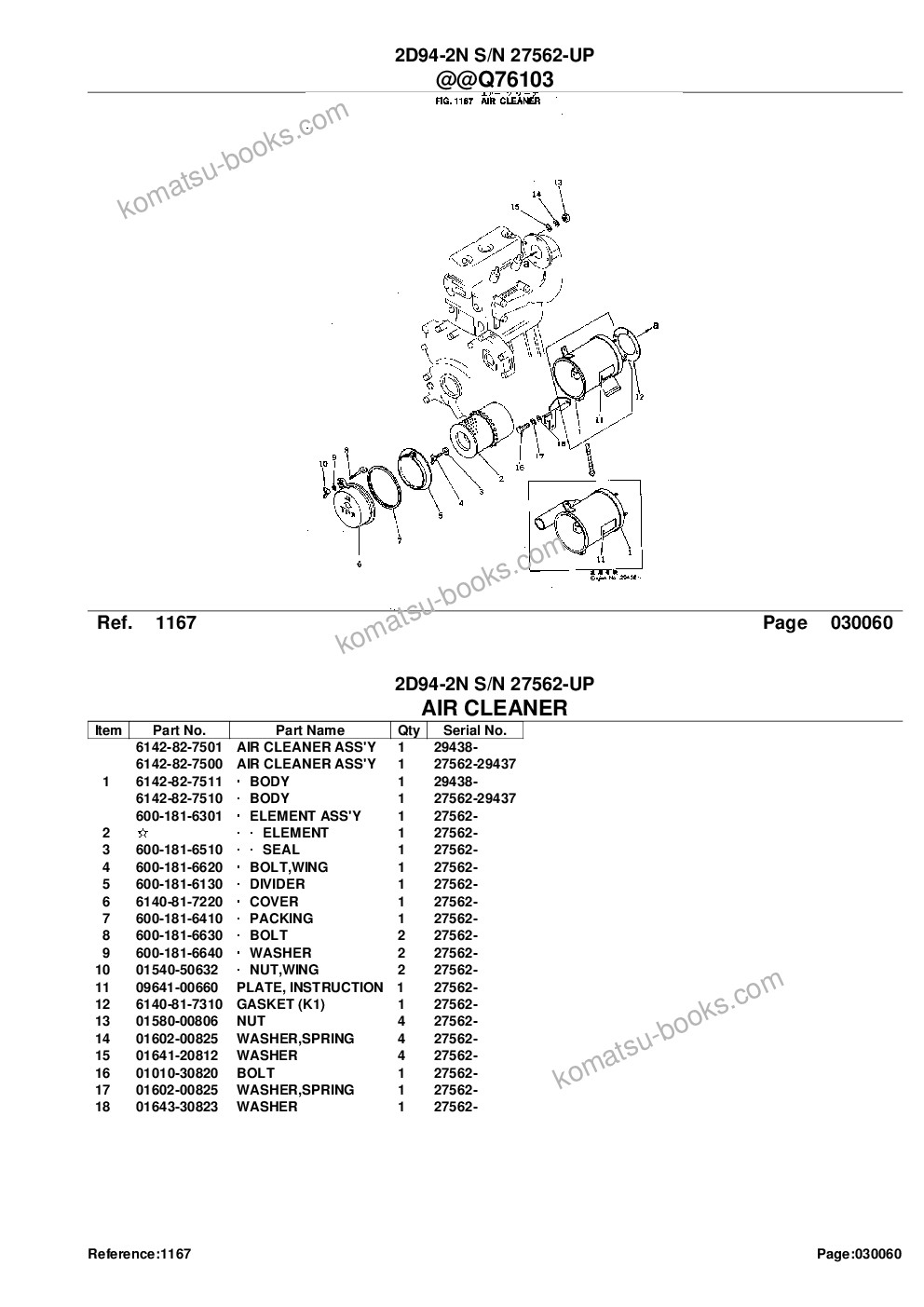 Komatsu 2D94-2N S/N 27562-UP Parts catalog cover Page 9 Komatsu 2D94-2N S/N 27562-UP Parts catalog cover Page 9