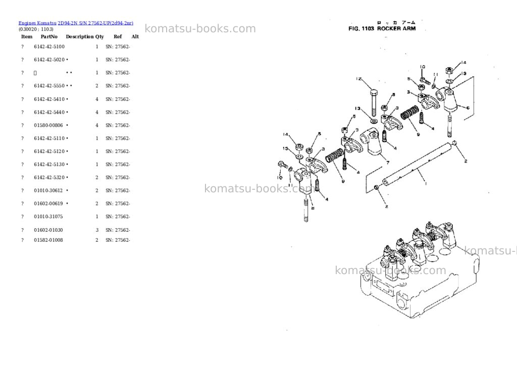 Komatsu 2d94-2n s/n 27562-up Parts catalog cover Komatsu 2d94-2n s/n 27562-up Parts catalog cover