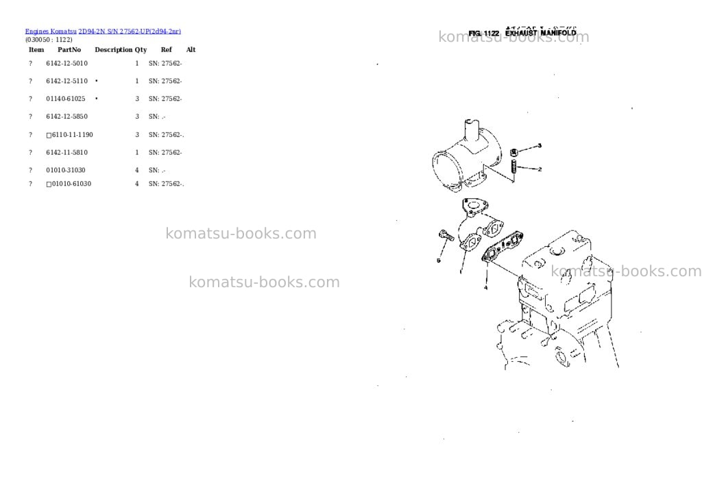 Komatsu 2d94-2n s/n 27562-up Parts catalog cover Page 4 Komatsu 2d94-2n s/n 27562-up Parts catalog cover Page 4
