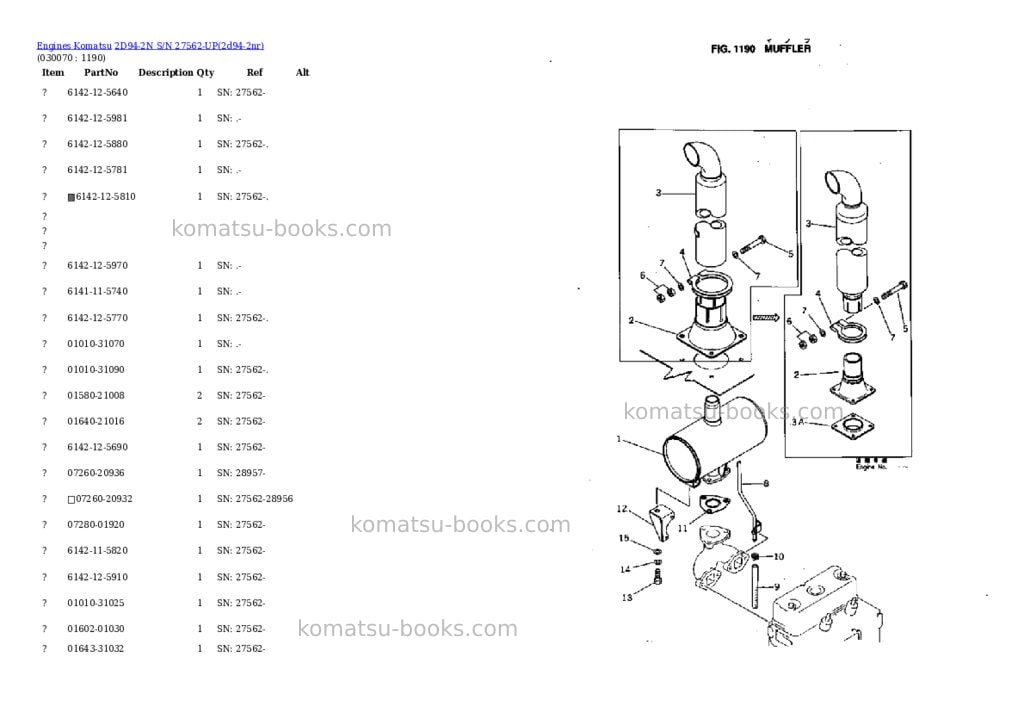 Komatsu 2d94-2n s/n 27562-up Parts catalog cover Page 6 Komatsu 2d94-2n s/n 27562-up Parts catalog cover Page 6
