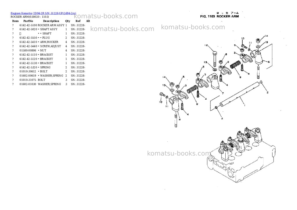 Komatsu 2D94-2R S/N 31228-UP Parts catalog cover Komatsu 2D94-2R S/N 31228-UP Parts catalog cover