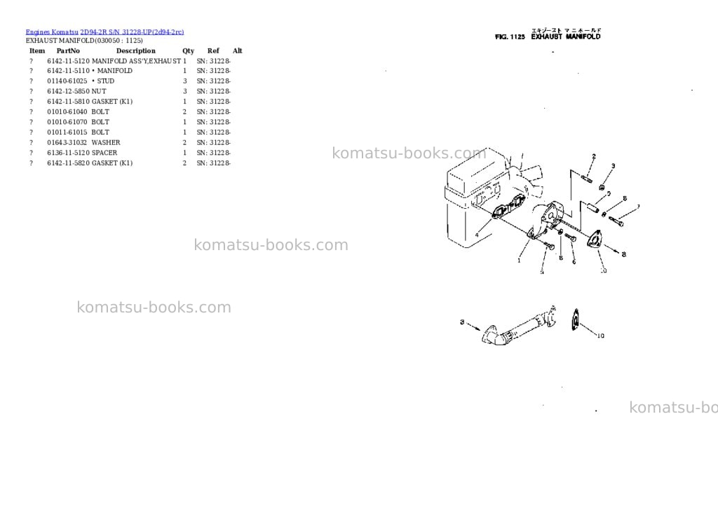 Komatsu 2D94-2R S/N 31228-UP Parts catalog cover Page 4 Komatsu 2D94-2R S/N 31228-UP Parts catalog cover Page 4
