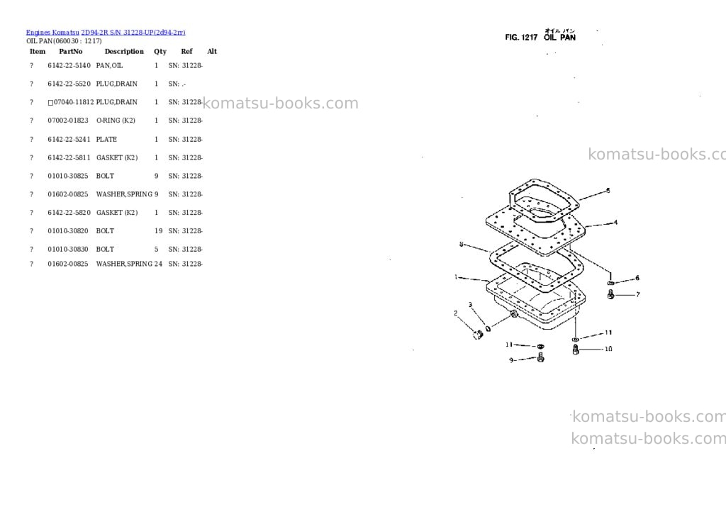 Komatsu 2d94-2r s/n 31228-up Parts catalog cover Page 9