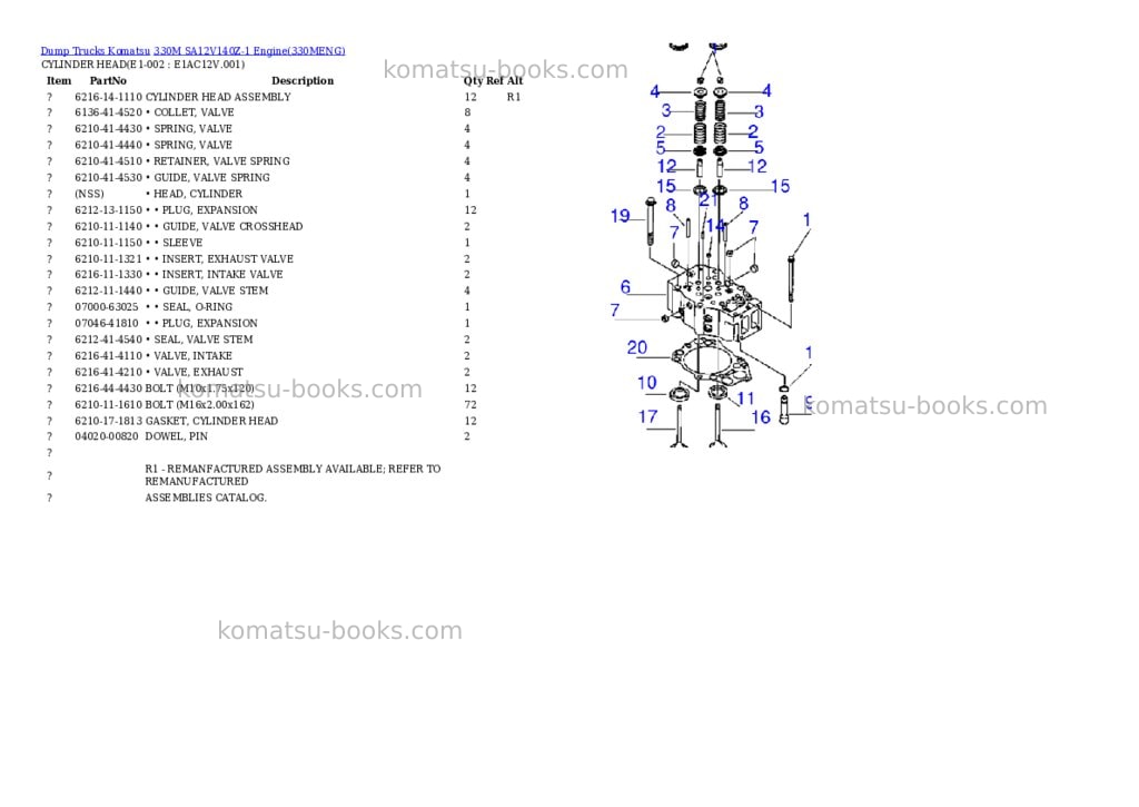 Komatsu 330m sa12v140z-1 engine Parts catalog cover Komatsu 330m sa12v140z-1 engine Parts catalog cover