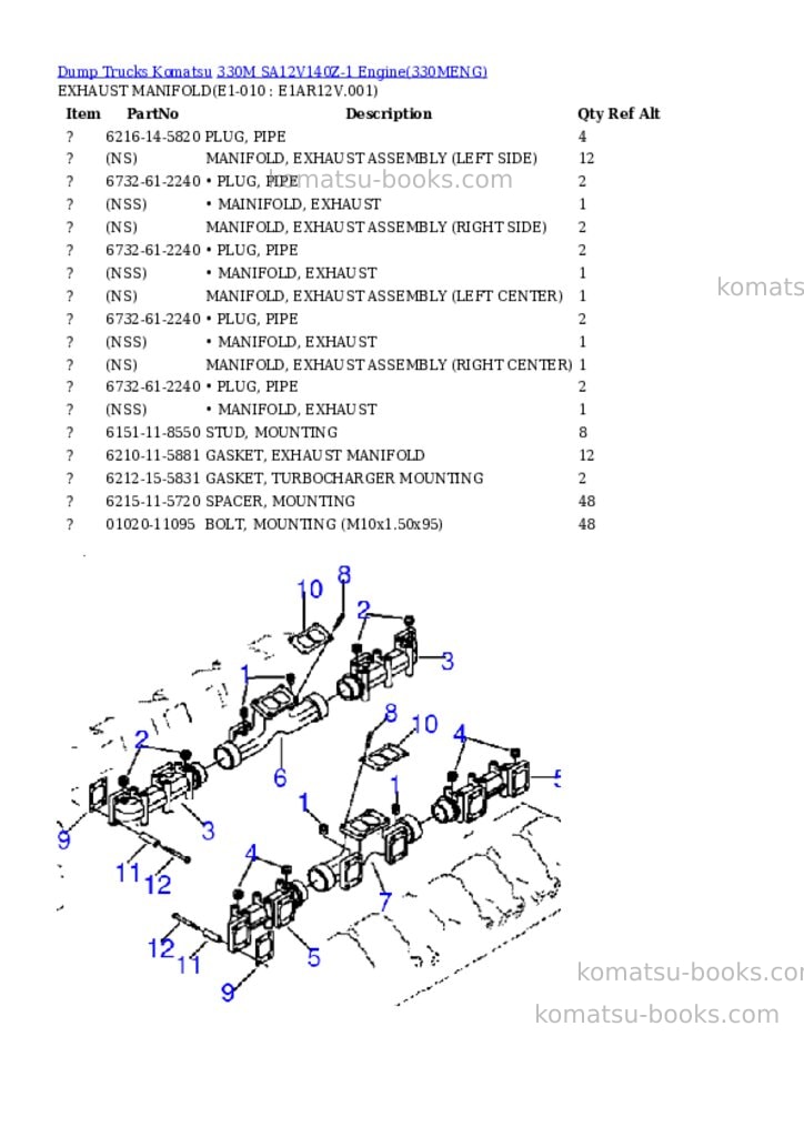 Komatsu 330m sa12v140z-1 engine Parts catalog cover Page 5 Komatsu 330m sa12v140z-1 engine Parts catalog cover Page 5
