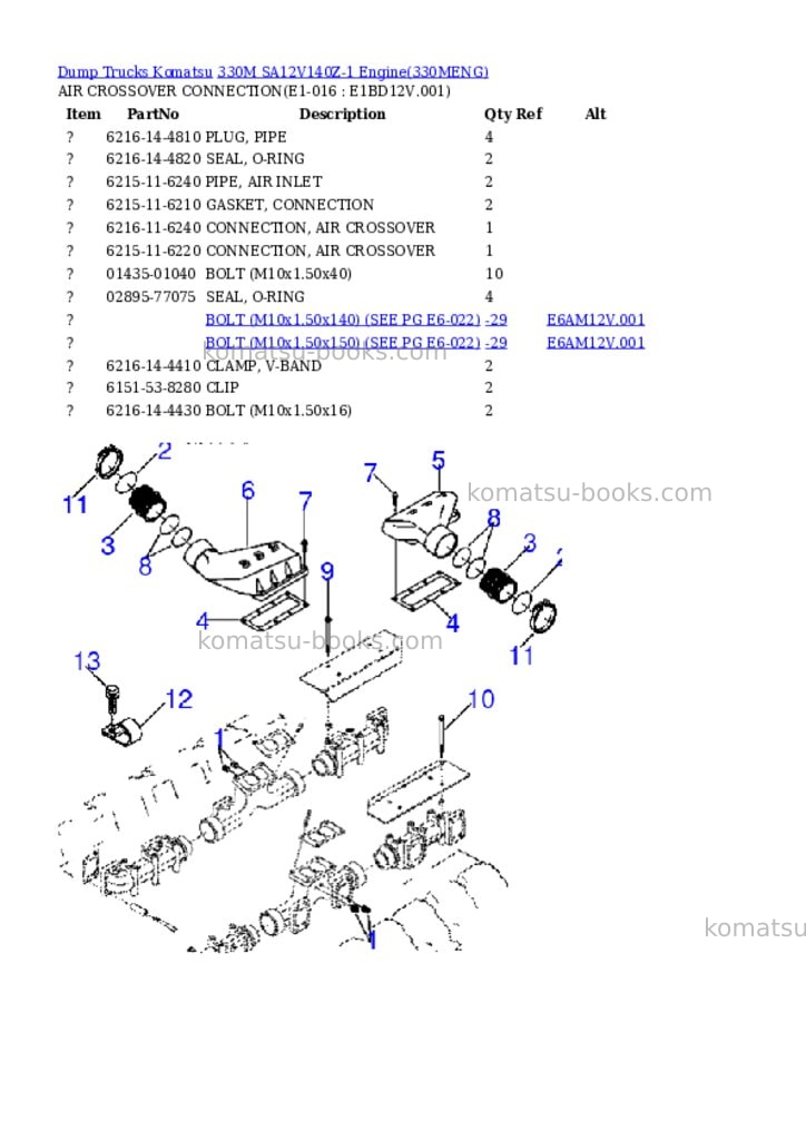 Komatsu 330m sa12v140z-1 engine Parts catalog cover Page 8 Komatsu 330m sa12v140z-1 engine Parts catalog cover Page 8