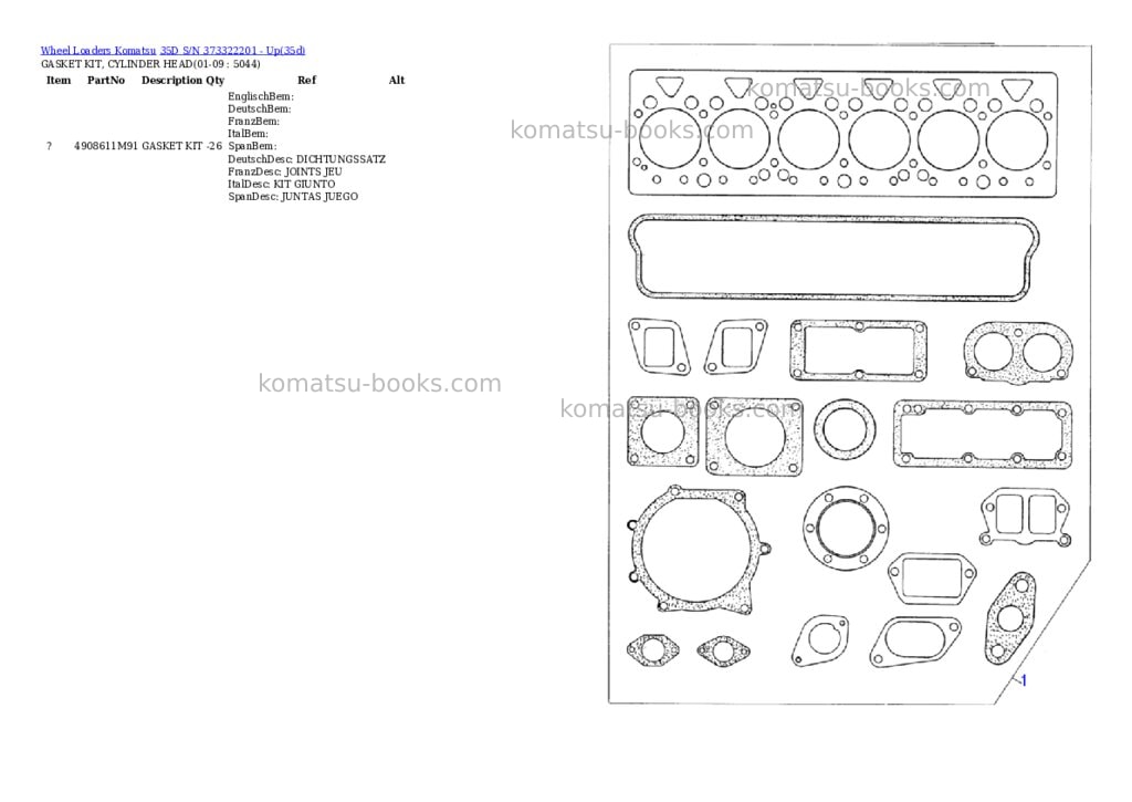 Komatsu 35d s/n 373322201 - up Parts catalog cover Page 10