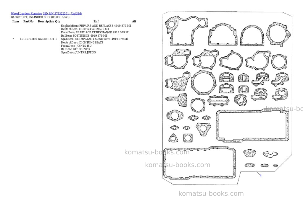 Komatsu 35d s/n 373322201 - up Parts catalog cover Page 4
