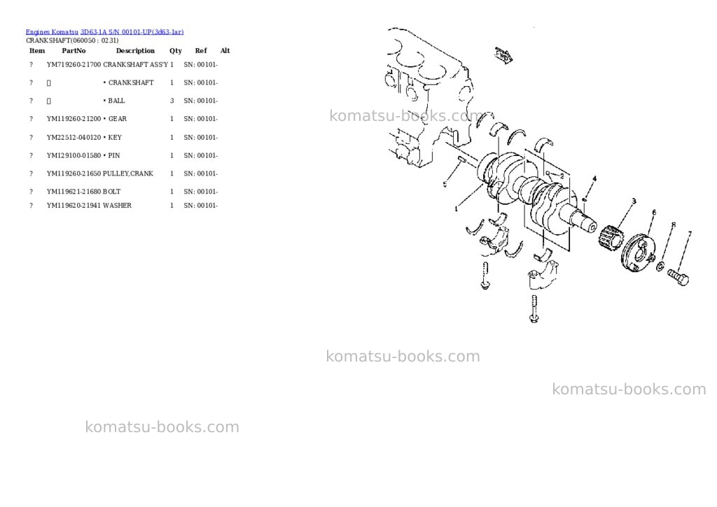 Komatsu 3d63-1a s/n 00101-up Parts catalog cover Page 10