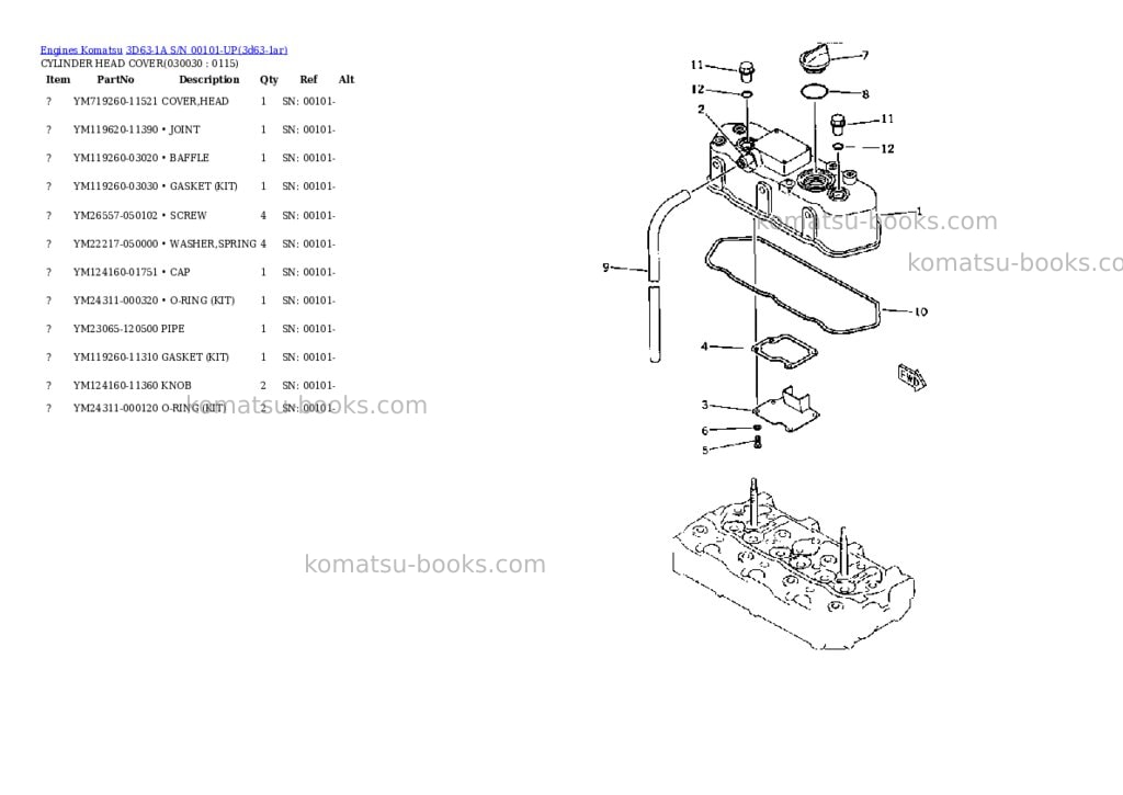 Komatsu 3d63-1a s/n 00101-up Parts catalog cover Page 2