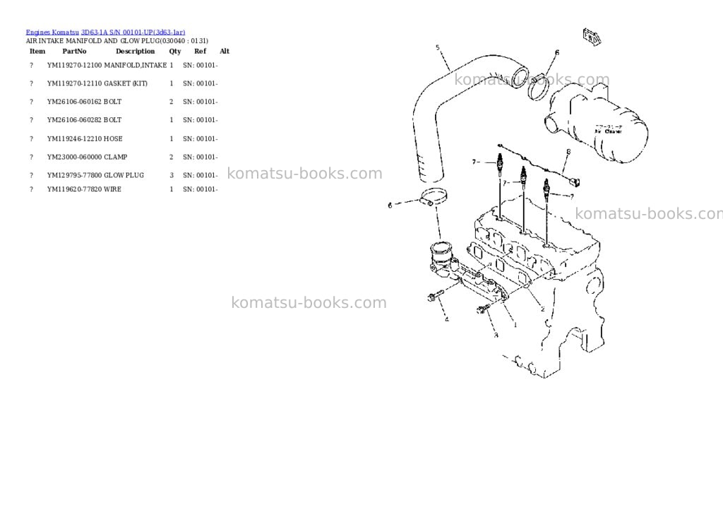 Komatsu 3d63-1a s/n 00101-up Parts catalog cover Page 3