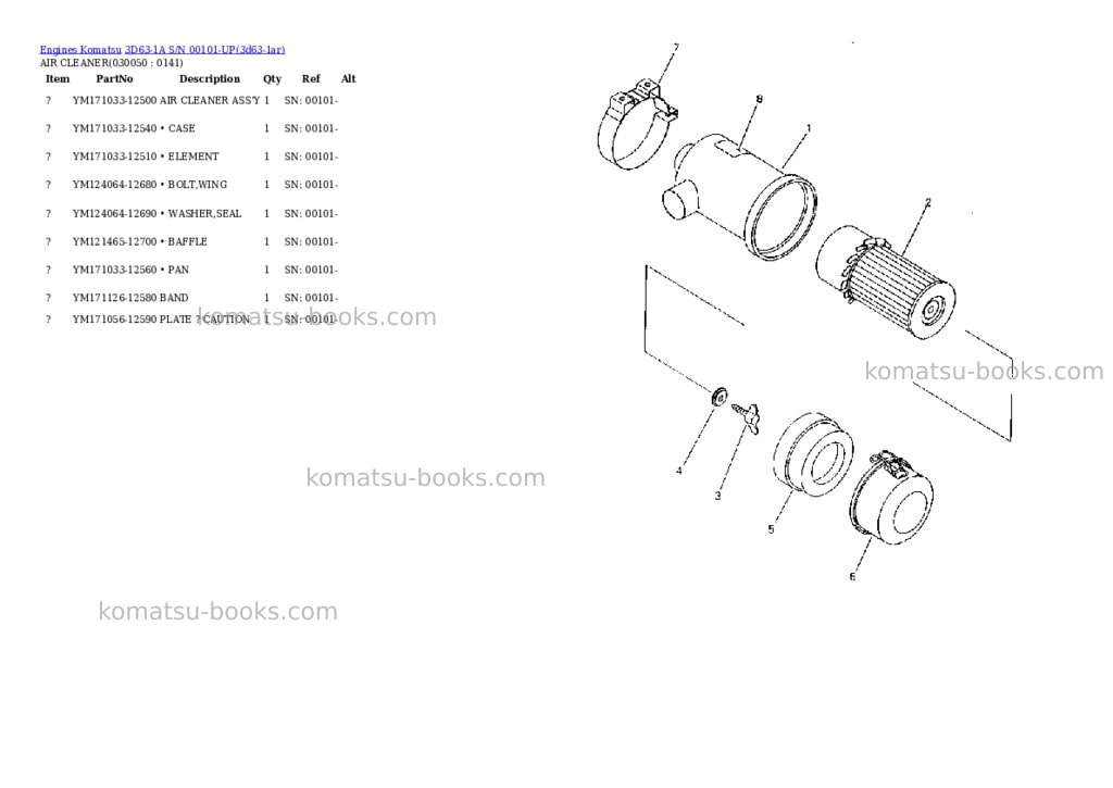 Komatsu 3d63-1a s/n 00101-up Parts catalog cover Page 4