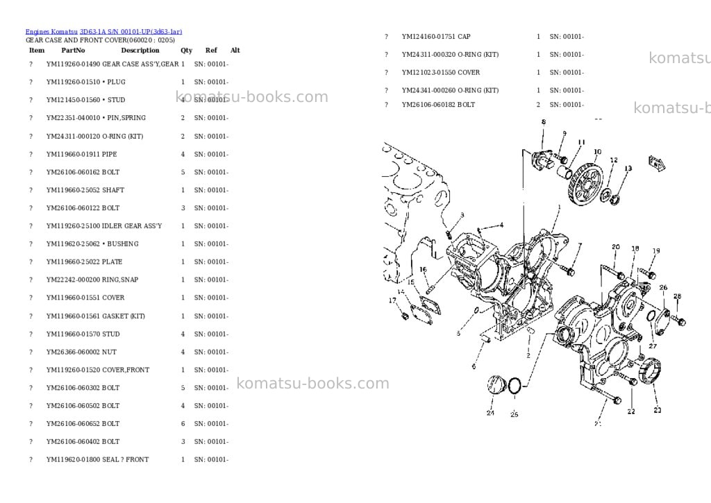 Komatsu 3d63-1a s/n 00101-up Parts catalog cover Page 7
