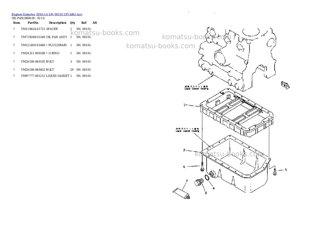 Komatsu 3d63-1a s/n 00101-up Parts catalog cover Page 8