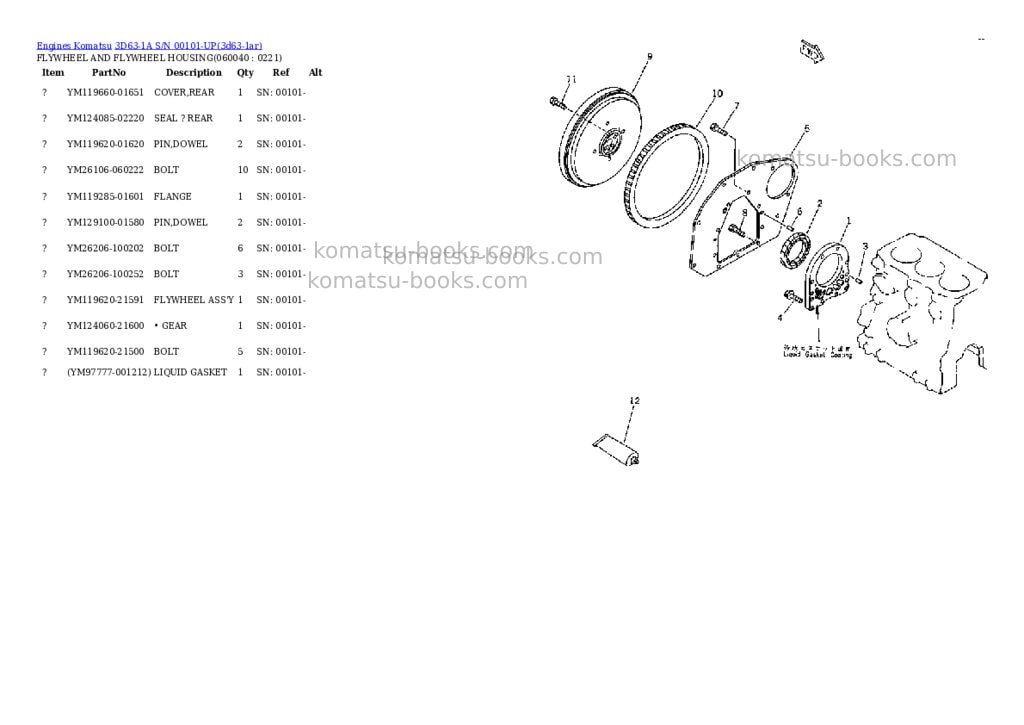 Komatsu 3d63-1a s/n 00101-up Parts catalog cover Page 9