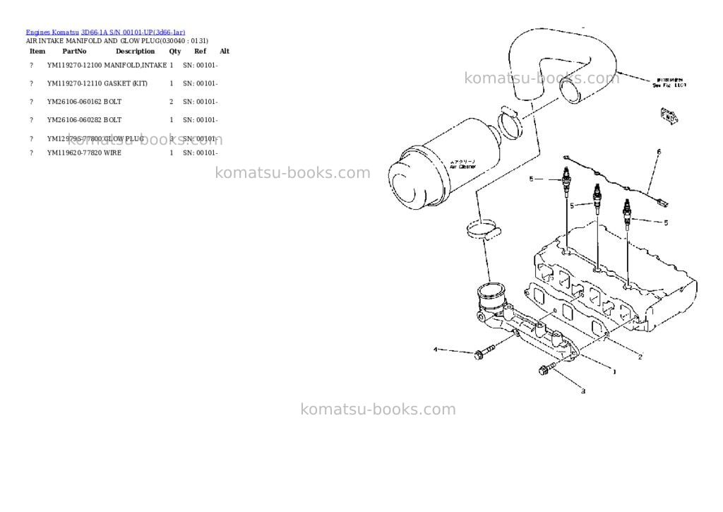Komatsu 3d66-1a s/n 00101-up Parts catalog cover Page 3 Komatsu 3d66-1a s/n 00101-up Parts catalog cover Page 3