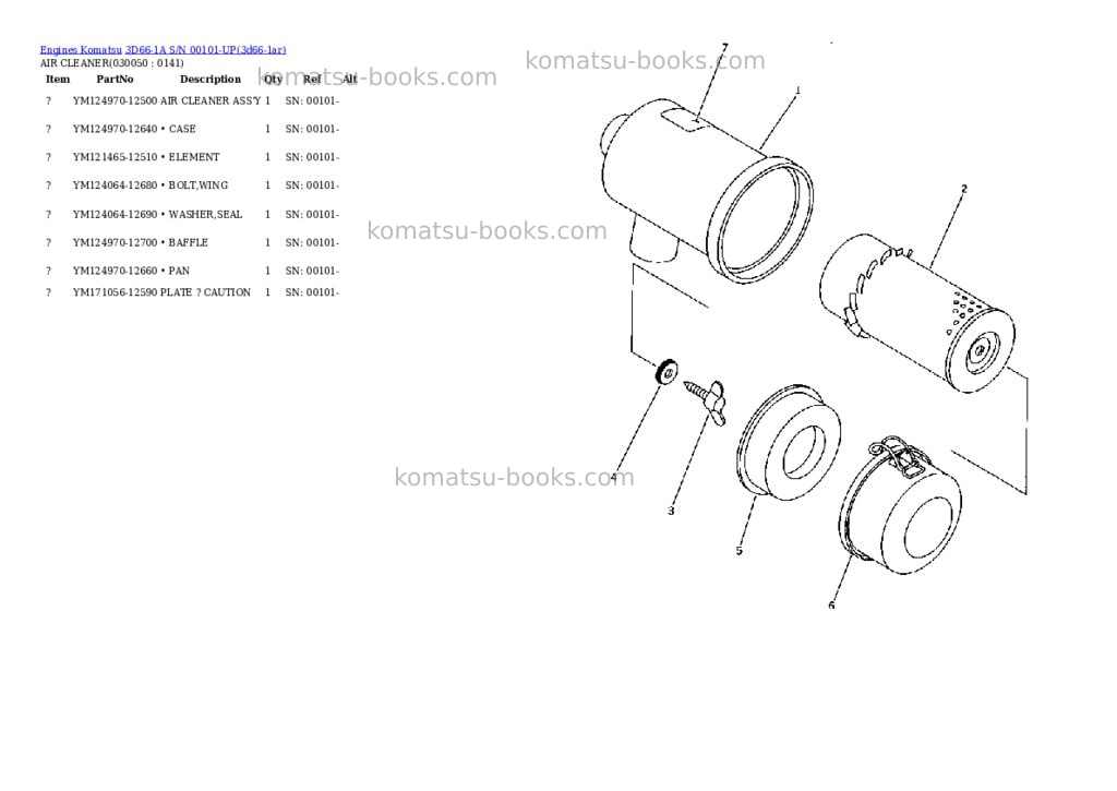 Komatsu 3d66-1a s/n 00101-up Parts catalog cover Page 4 Komatsu 3d66-1a s/n 00101-up Parts catalog cover Page 4