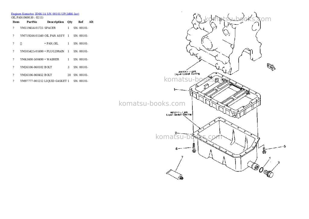 Komatsu 3d66-1a s/n 00101-up Parts catalog cover Page 8 Komatsu 3d66-1a s/n 00101-up Parts catalog cover Page 8
