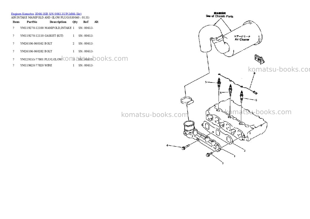 Komatsu 3d66-1kb s/n 00613-up Parts catalog cover Page 3