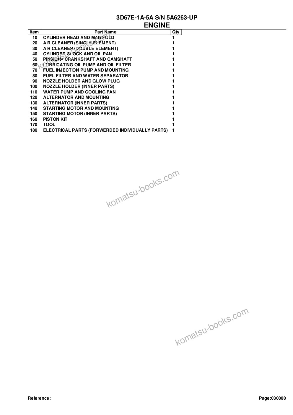 Komatsu 3d67e-1a-5a s/n 5a6263-up Parts catalog cover Page 2