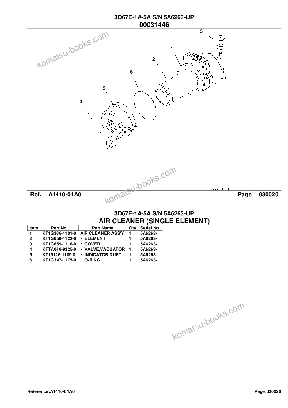 Komatsu 3d67e-1a-5a s/n 5a6263-up Parts catalog cover Page 5
