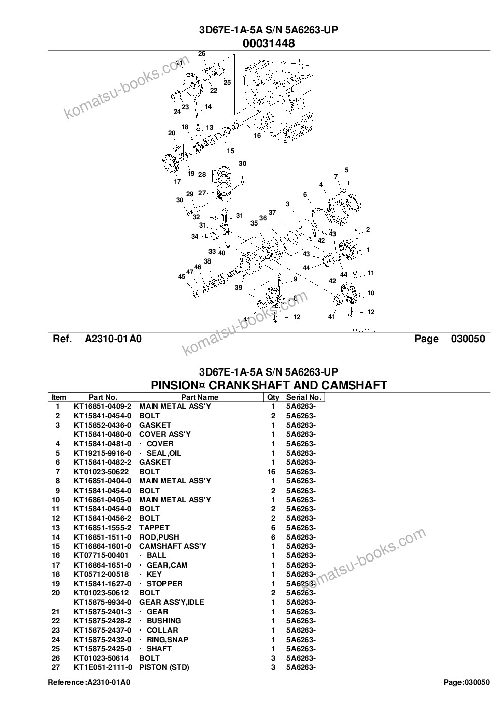 Komatsu 3d67e-1a-5a s/n 5a6263-up Parts catalog cover Page 9