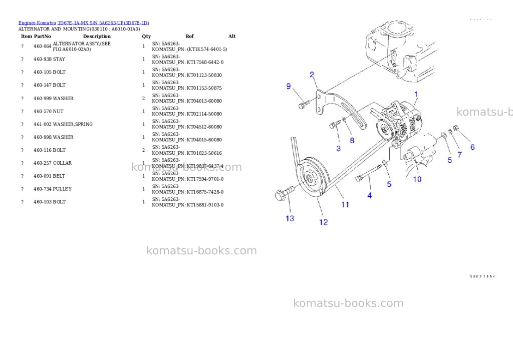 Komatsu 3d67e-1a-mx s/n 5a6263-up Parts catalog cover Page 10