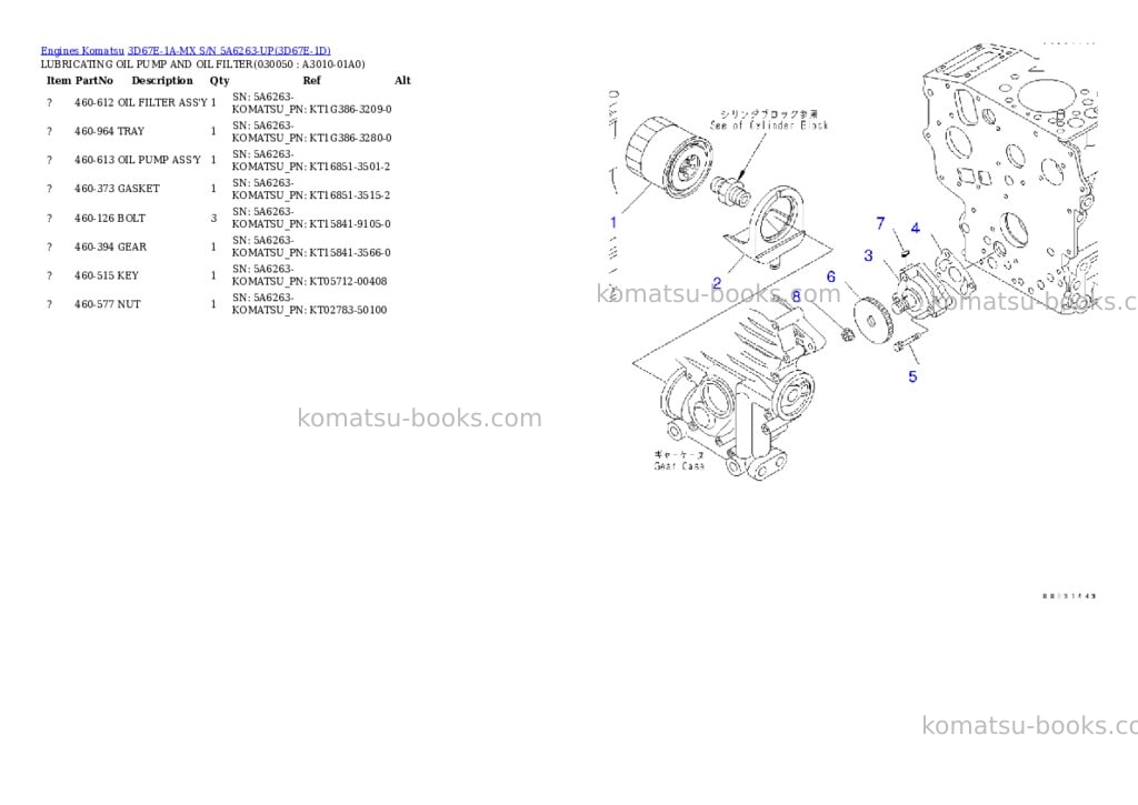Komatsu 3d67e-1a-mx s/n 5a6263-up Parts catalog cover Page 4