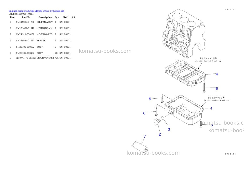 Komatsu 3D68E-3B S/N 00101-UP Parts catalog cover Page 8