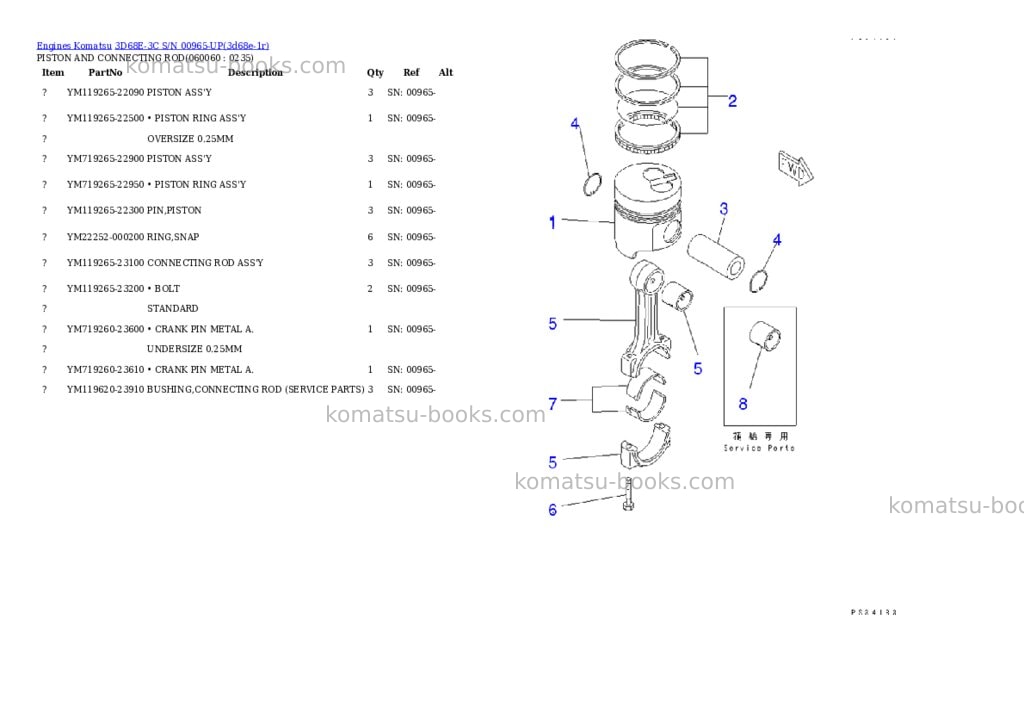 Komatsu 3d68e-3c s/n 00965-up Parts catalog cover Page 10