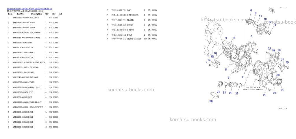 Komatsu 3d68e-3c s/n 00965-up Parts catalog cover Page 6