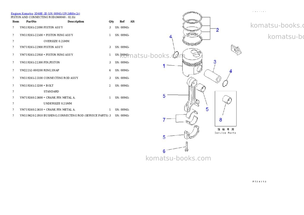 Komatsu 3d68e-3d s/n 00965-up Parts catalog cover Page 10