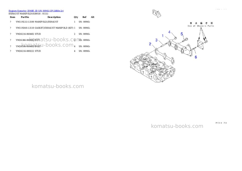 Komatsu 3d68e-3d s/n 00965-up Parts catalog cover Page 4
