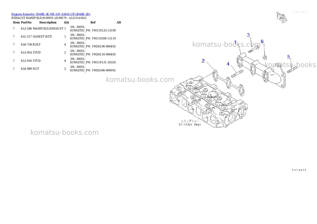 Komatsu 3d68e-3k-mx s/n 03402-up Parts catalog cover Page 6 Komatsu 3d68e-3k-mx s/n 03402-up Parts catalog cover Page 6