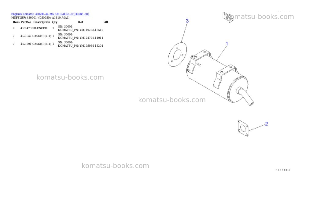 Komatsu 3d68e-3k-mx s/n 03402-up Parts catalog cover Page 7 Komatsu 3d68e-3k-mx s/n 03402-up Parts catalog cover Page 7