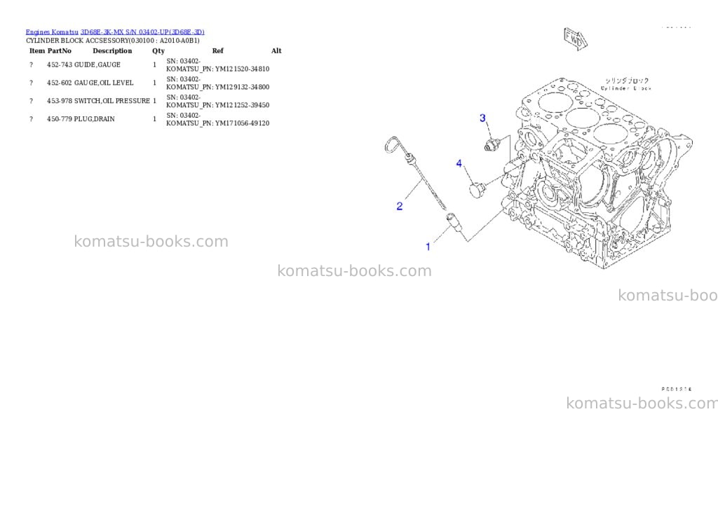 Komatsu 3d68e-3k-mx s/n 03402-up Parts catalog cover Page 9 Komatsu 3d68e-3k-mx s/n 03402-up Parts catalog cover Page 9