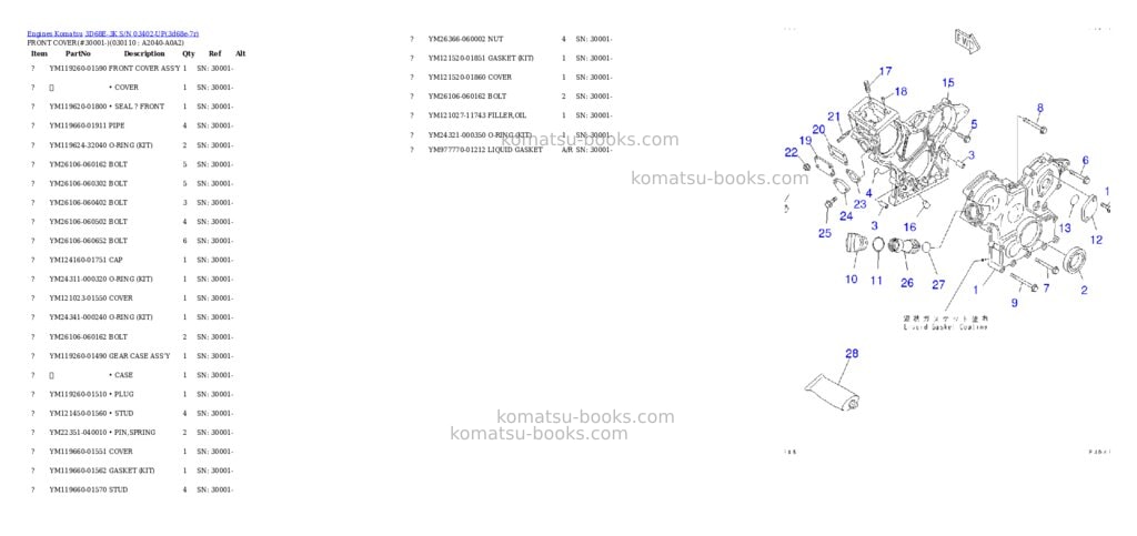 Komatsu 3d68e-3k s/n 03402-up Parts catalog cover Page 10