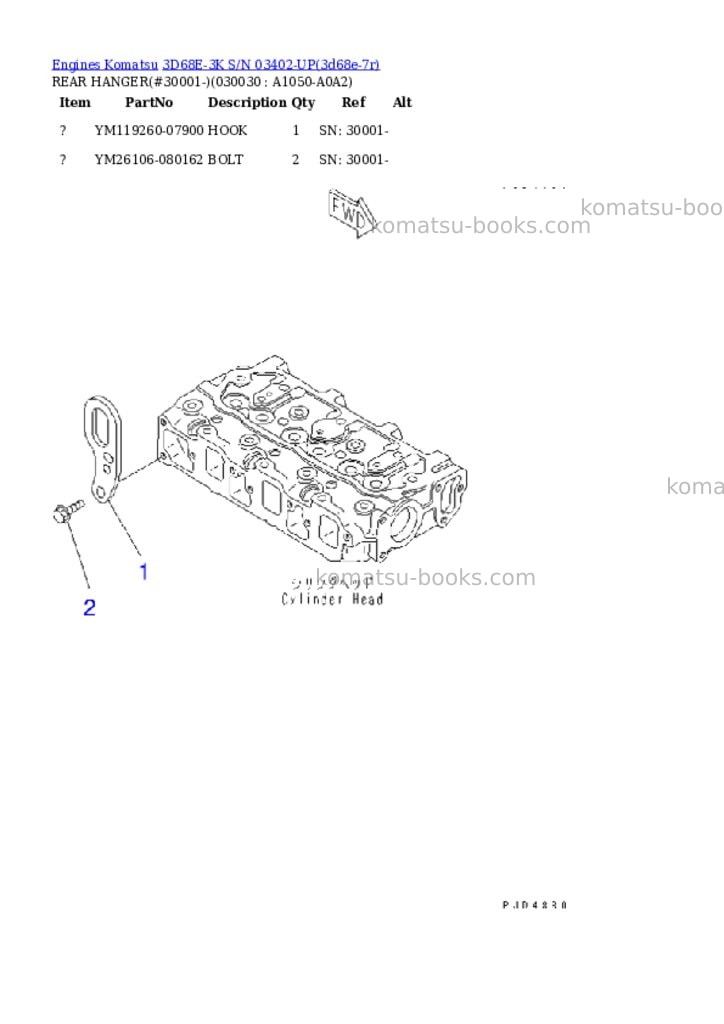 Komatsu 3d68e-3k s/n 03402-up Parts catalog cover Page 2