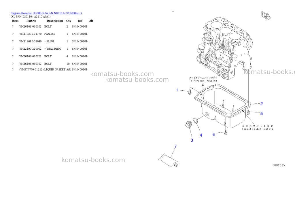Komatsu 3d68e-n3a s/n n00101-up Parts catalog cover Page 10