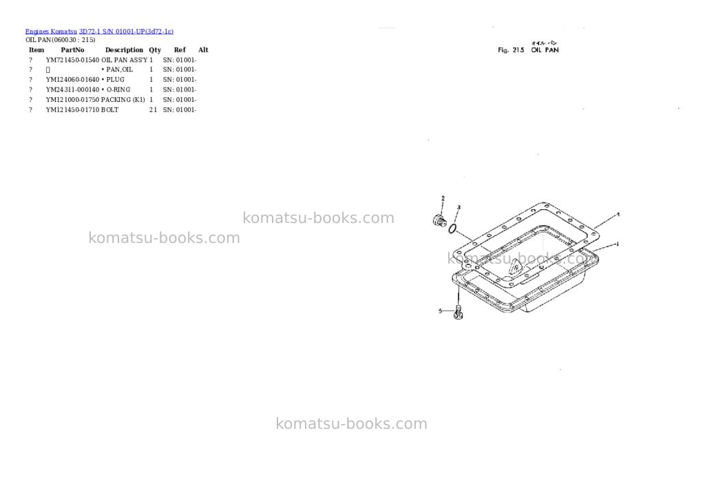 Komatsu 3d72-1 s/n 01001-up Parts catalog cover Page 10