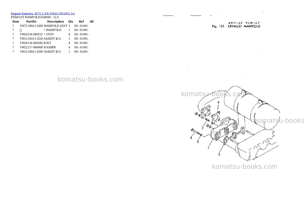 Komatsu 3d72-1 s/n 01001-up Parts catalog cover Page 5