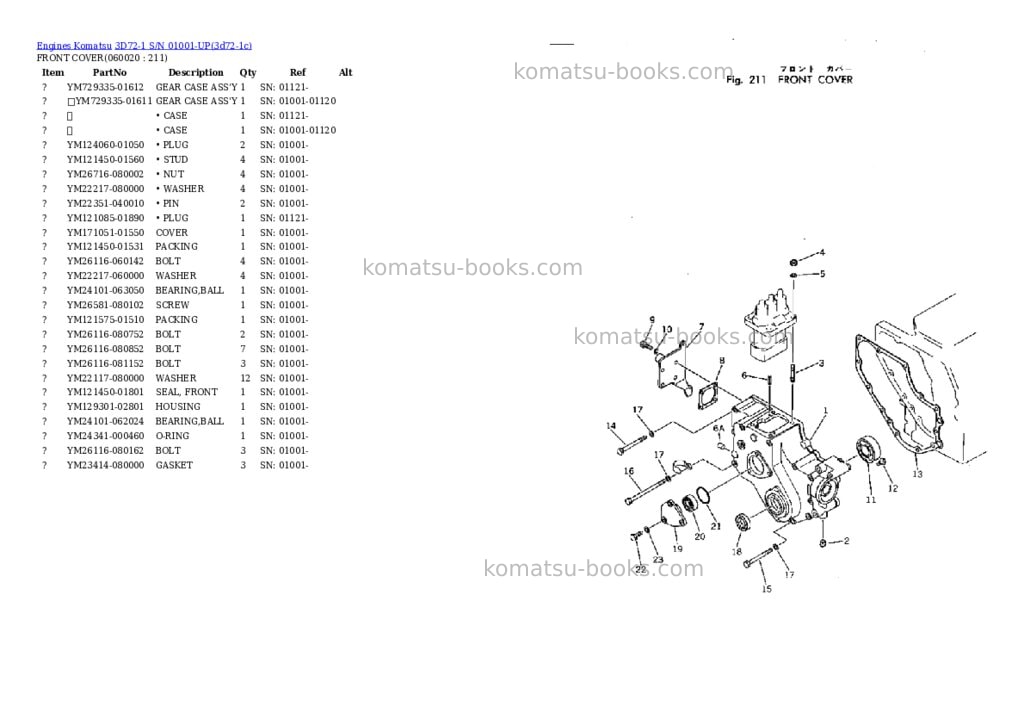 Komatsu 3d72-1 s/n 01001-up Parts catalog cover Page 9