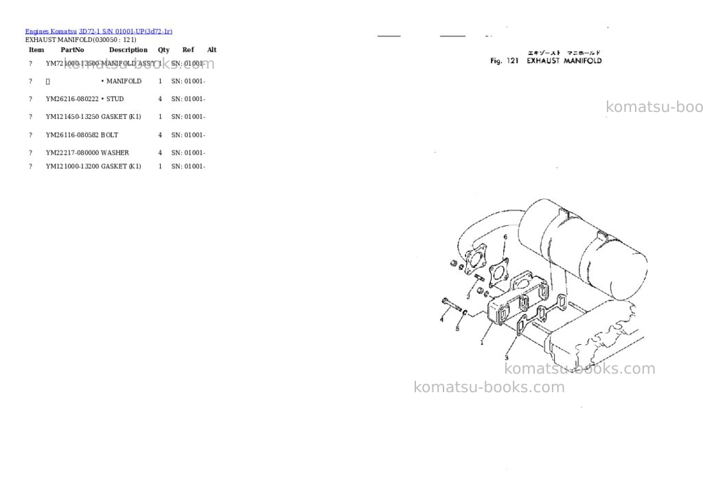 Komatsu 3D72-1 S/N 01001-UP Parts catalog cover Page 4